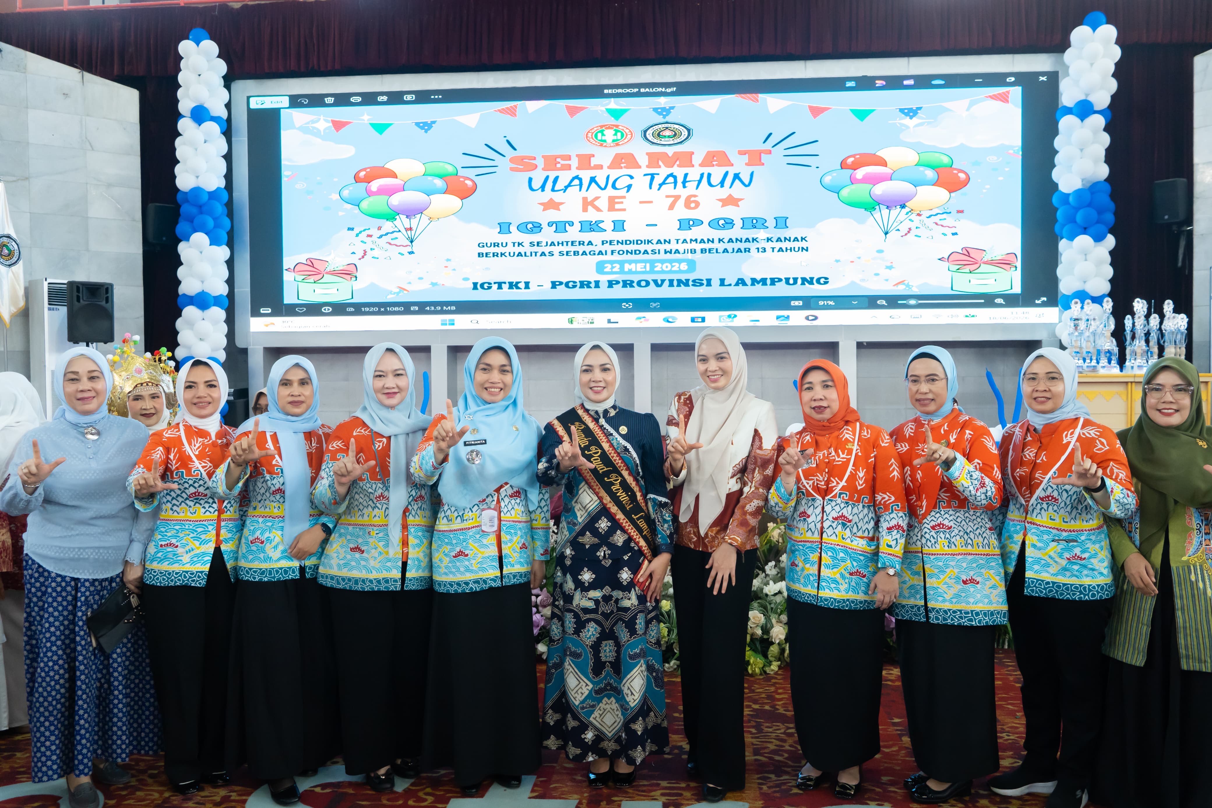 Bunda PAUD Provinsi Lampung Ajak IGTKI-PGRI Perkuat Sinergi Wujudkan Generasi Emas Lampung*