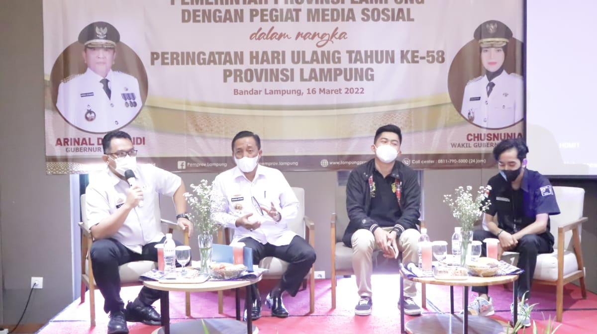 Pemerintah Provinsi Lampung Ajak Pegiat Media Sosial Kampanyekan Konten Positif Tentang Lampung