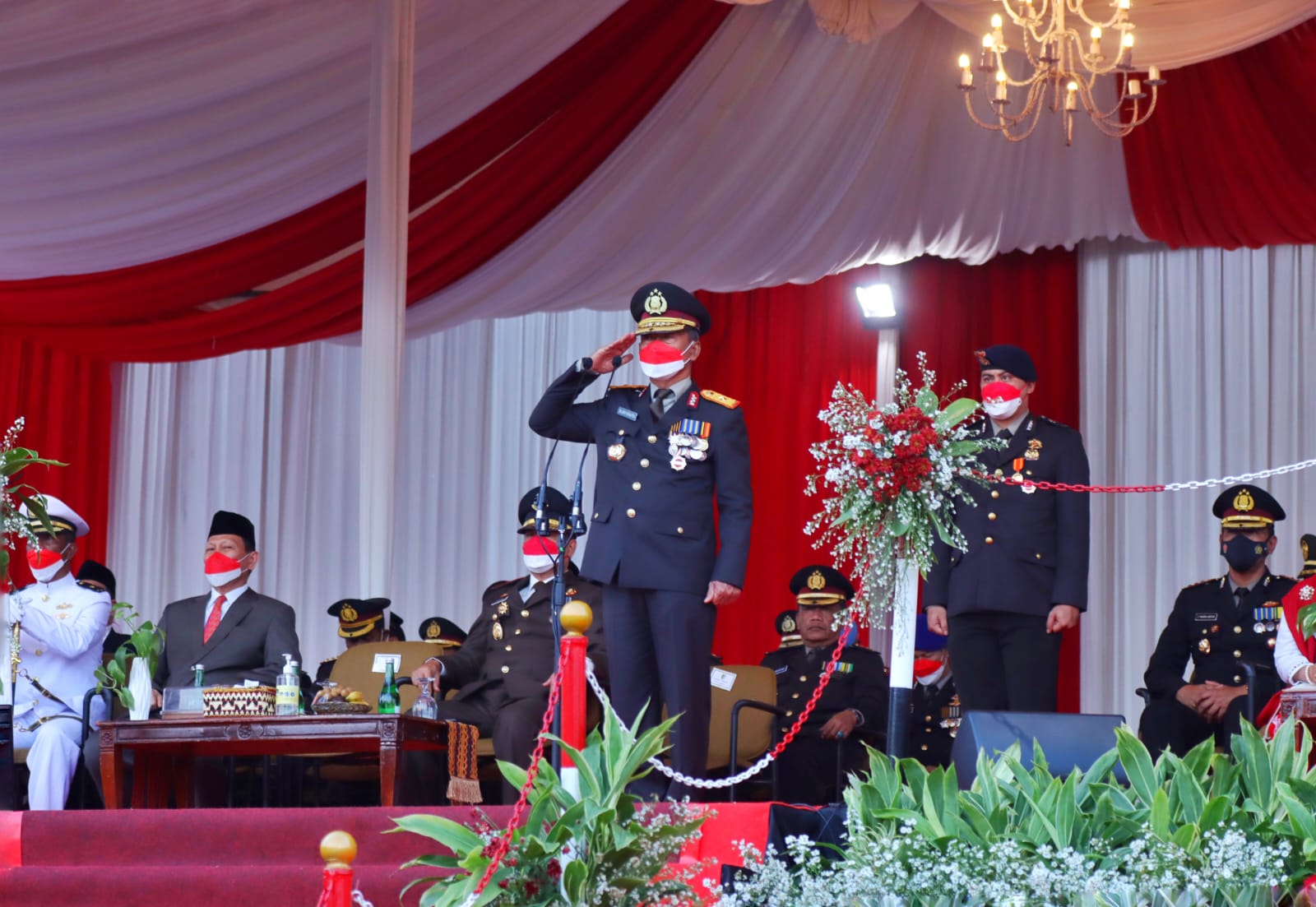 Pemprov Lampung Gelar Upacara Penurunan Bendera Pada Rangkaian HUT RI ke-77 Tahun 2022