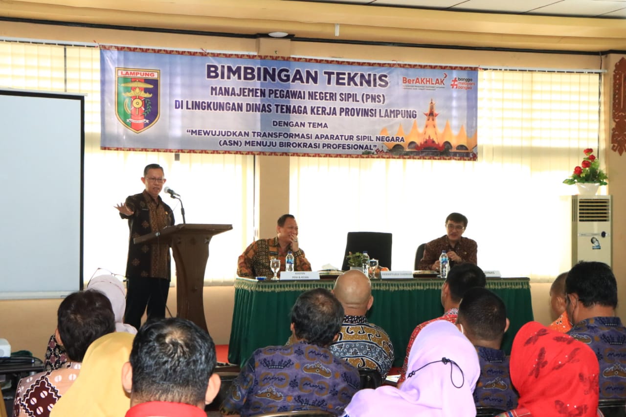 Bimtek Manajemen ASN Disnaker, Sekdaprov: ASN Dituntut Cepat dalam Memberikan Pelayanan Ditengah Era Disrupsi