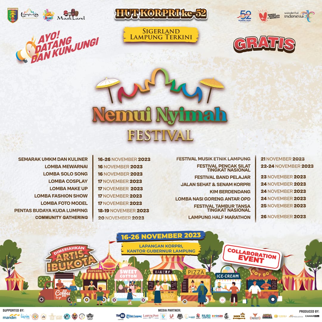 Festival Nemui Nyimah 2023,  Menyemarakkan Lampung dengan Kearifan Lokal dan Kreativitas
